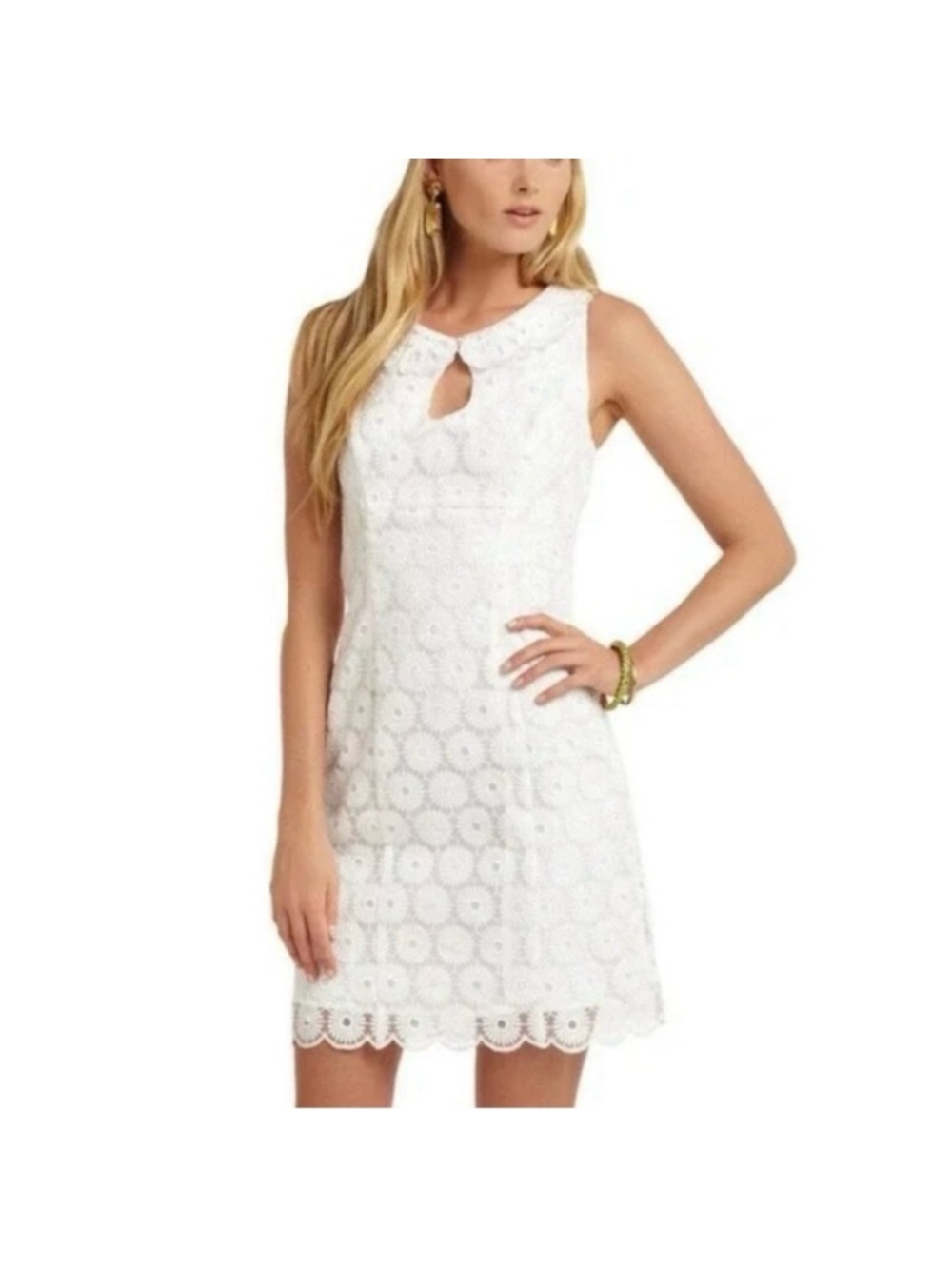 Lilly Pulitzer Nicci Dress Resort White Pinwheel Organza Size 0 Pearlized Beads
